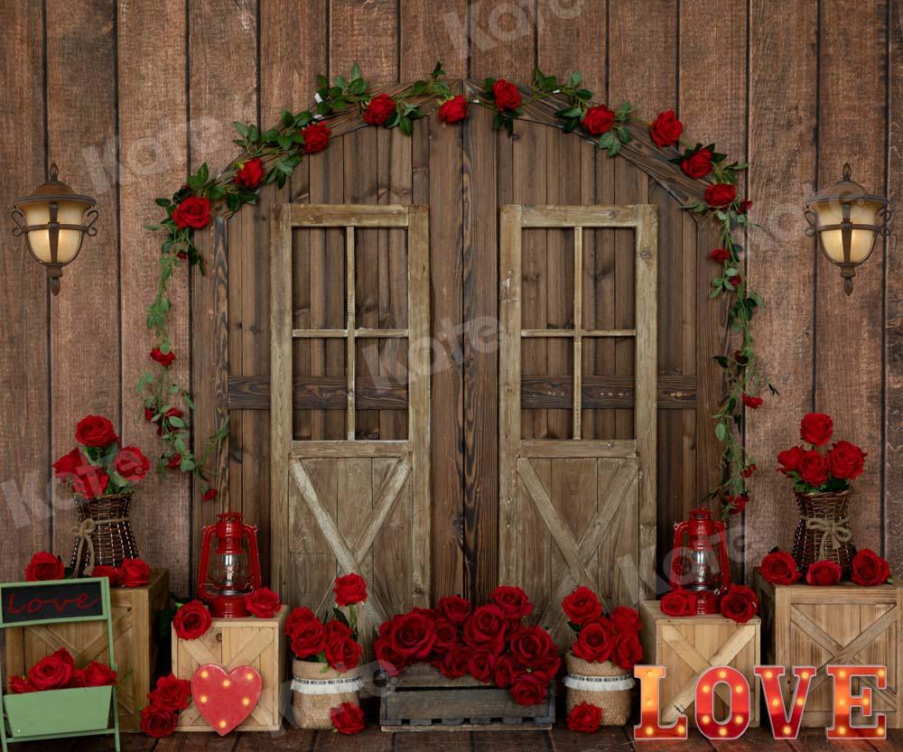 Kate Valentinstag Hintergrund Rose Scheunentor Holz von Emetselch