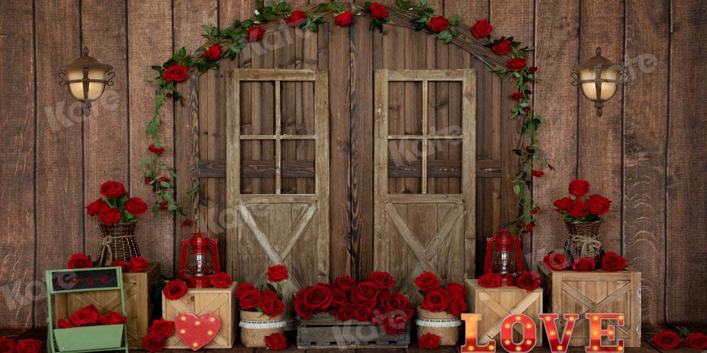 Kate Valentinstag Hintergrund Rose Scheunentor Holz von Emetselch