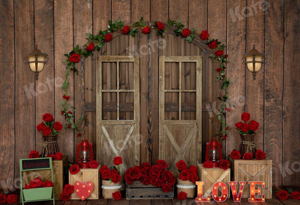 Kate Valentinstag Hintergrund Rose Scheunentor Holz von Emetselch