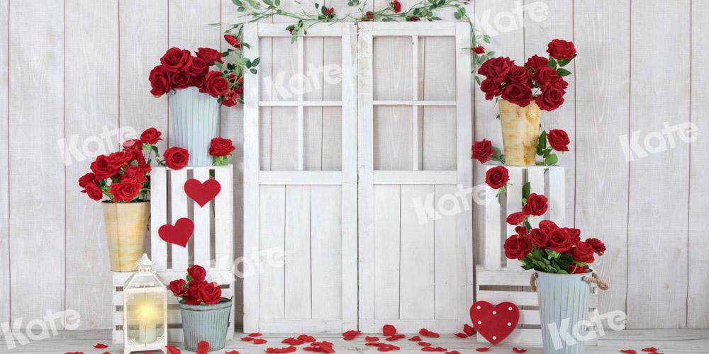 Kate Valentinstag Hintergrund Weiß Holz Tür Blume von Emetselch