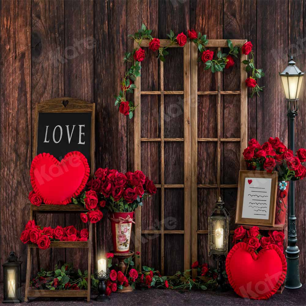 Kate Valentinstag Hintergrund Frühling Rose Holz von Emetselch - Kate Backdrop.de