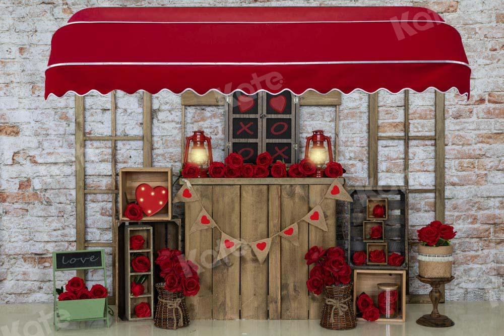 Kate Valentinstag Shop Hintergrund Rose Ziegelwand von Emetselch