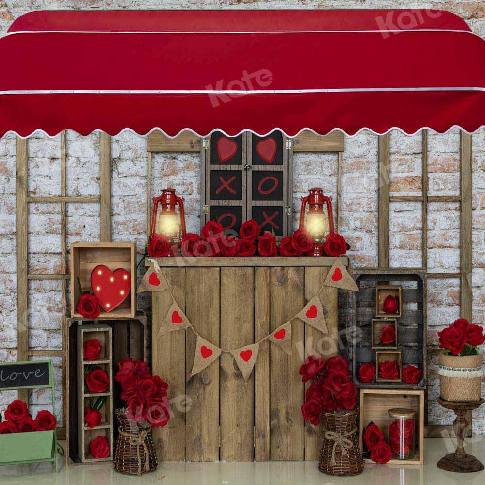 Kate Valentinstag Shop Hintergrund Rose Ziegelwand von Emetselch