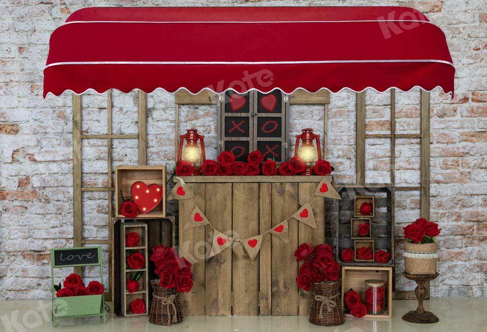 Kate Valentinstag Shop Hintergrund Rose Ziegelwand von Emetselch
