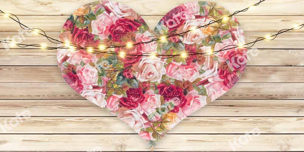 Kate Valentinstag Hintergrund Herz Blumen  von Chain Photography - Kate Backdrop.de