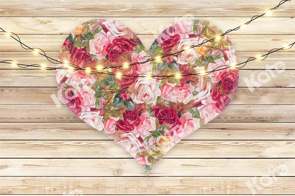 Kate Valentinstag Hintergrund Herz Blumen  von Chain Photography - Kate Backdrop.de