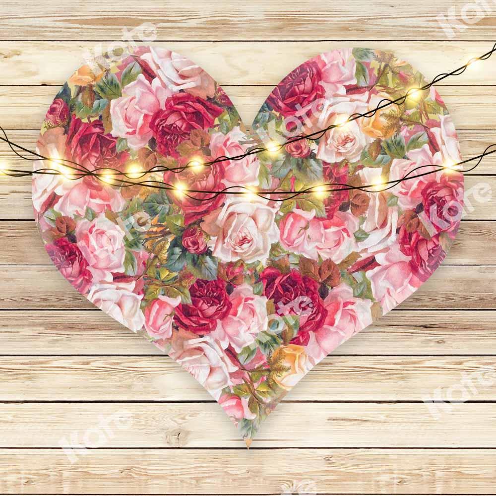 Kate Valentinstag Hintergrund Herz Blumen  von Chain Photography - Kate Backdrop.de