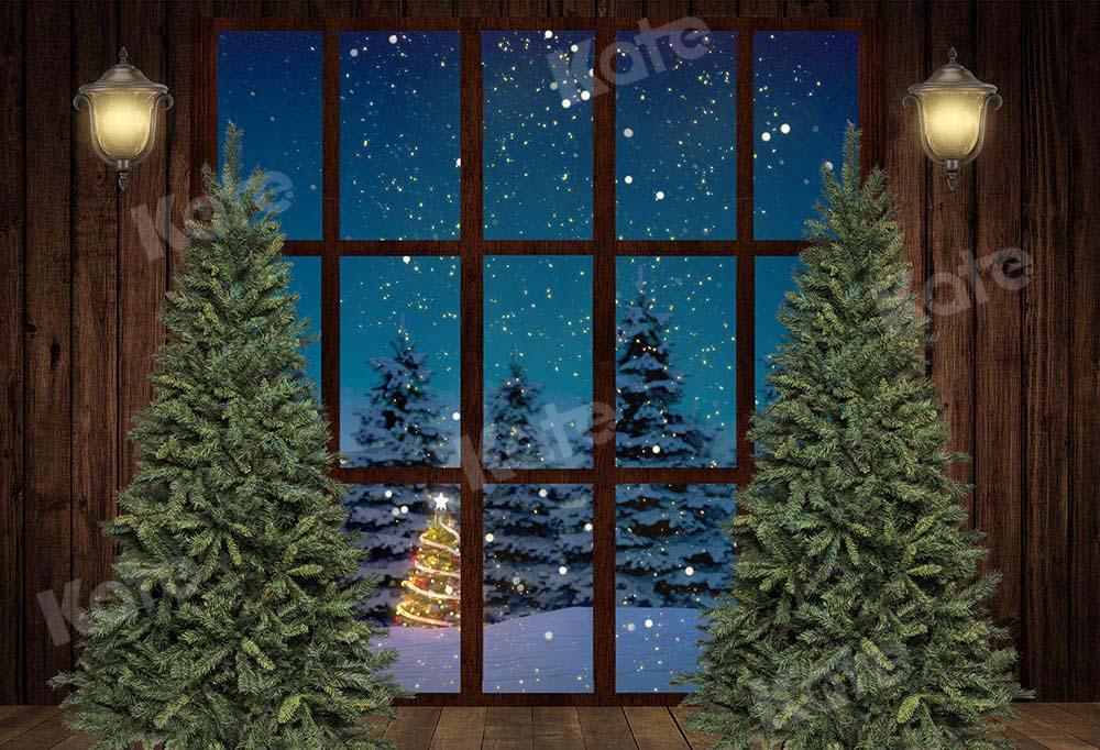 Kate Fenster Weihnachten Hintergrund Holz Nacht von Chain Photography