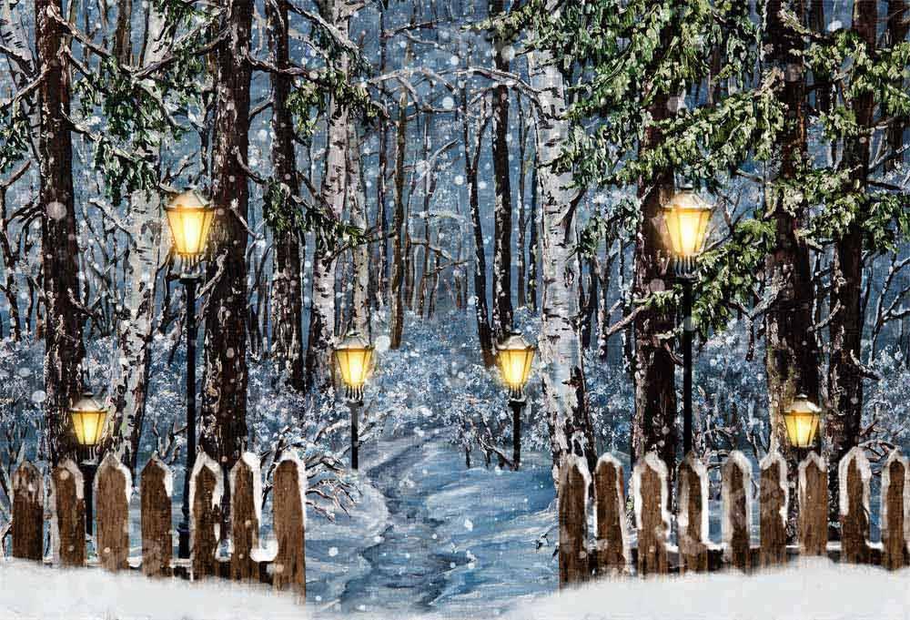 Kate Winter Weihnachten Schnee Hintergrund Wald von Chain Photography - Kate Backdrop.de