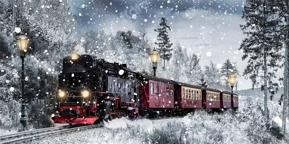 Kate Winter Weihnachten Zug Hintergrund Schnee  von Chain Photography - Kate Backdrop.de
