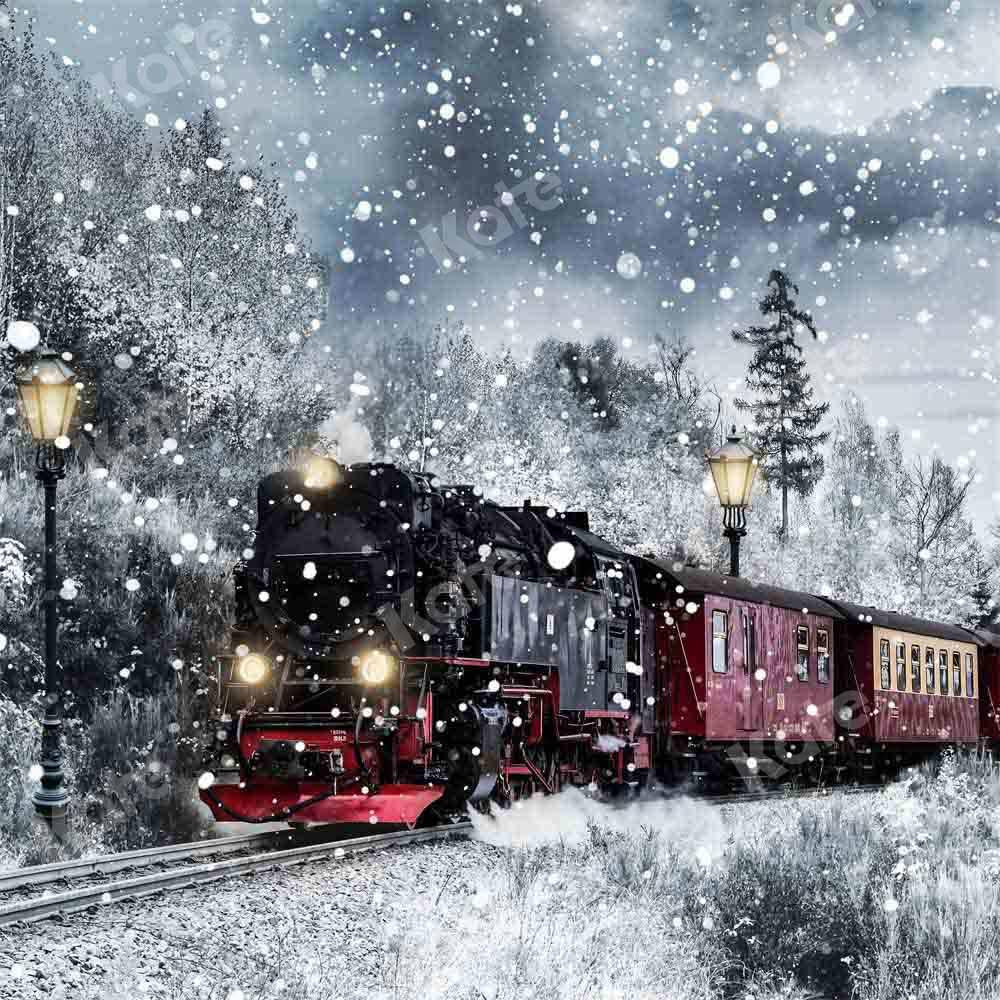 Kate Winter Weihnachten Zug Hintergrund Schnee  von Chain Photography - Kate Backdrop.de