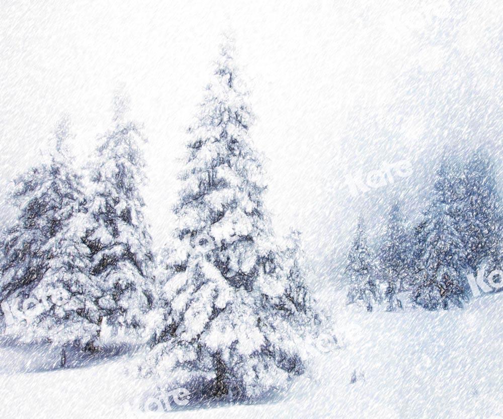 Kate Winter Schnee Wald Hintergrund Weihnachtsbaum von GQ - Kate Backdrop.de