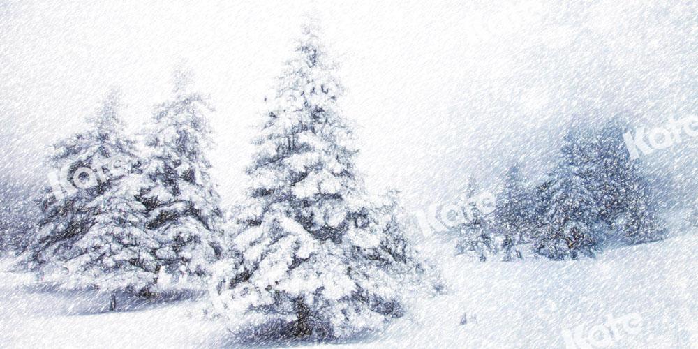 Kate Winter Schnee Wald Hintergrund Weihnachtsbaum von GQ