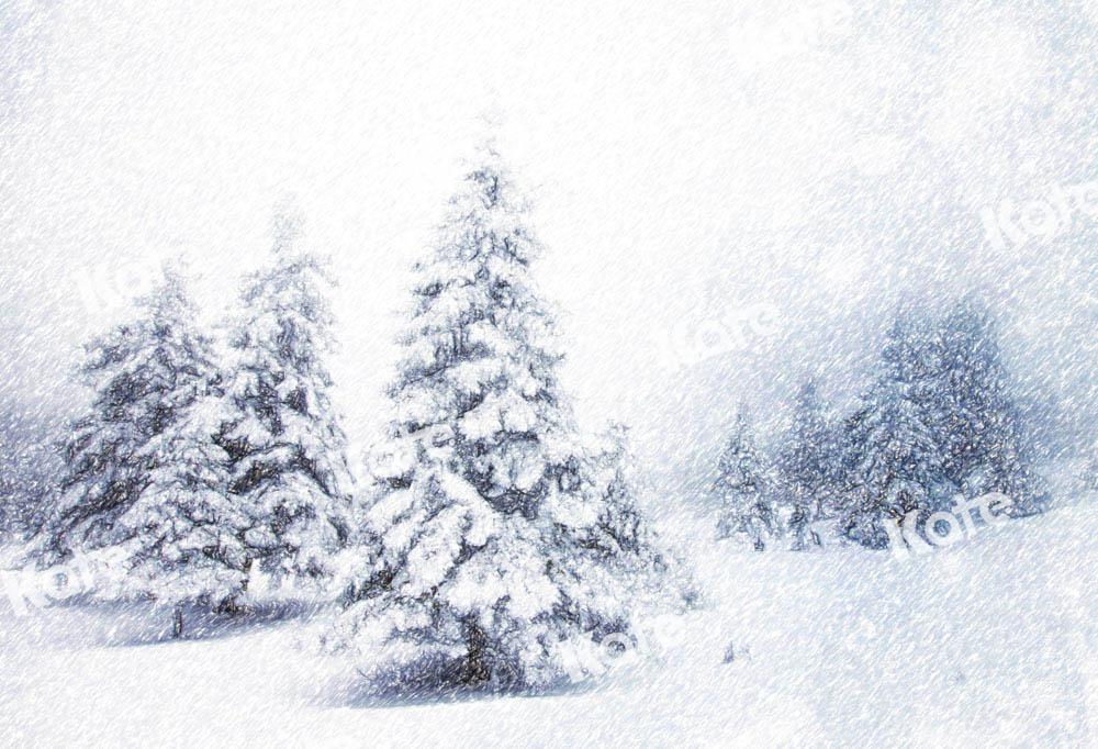 Kate Winter Schnee Wald Hintergrund Weihnachtsbaum von GQ - Kate Backdrop.de