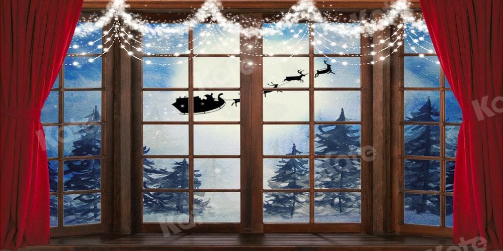 Kate Winter Holz Hintergrund Schnee Weihnachten Fenster von Chain Photography - Kate Backdrop.de