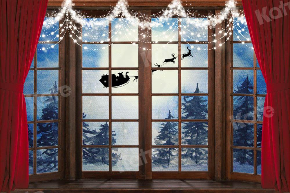 Kate Winter Holz Hintergrund Schnee Weihnachten Fenster von Chain Photography - Kate Backdrop.de