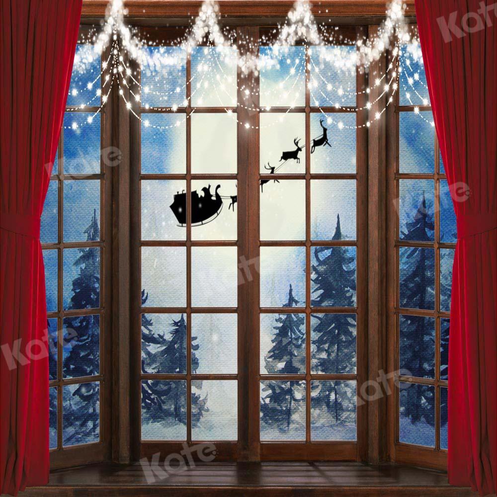 Kate Winter Holz Hintergrund Schnee Weihnachten Fenster von Chain Photography - Kate Backdrop.de