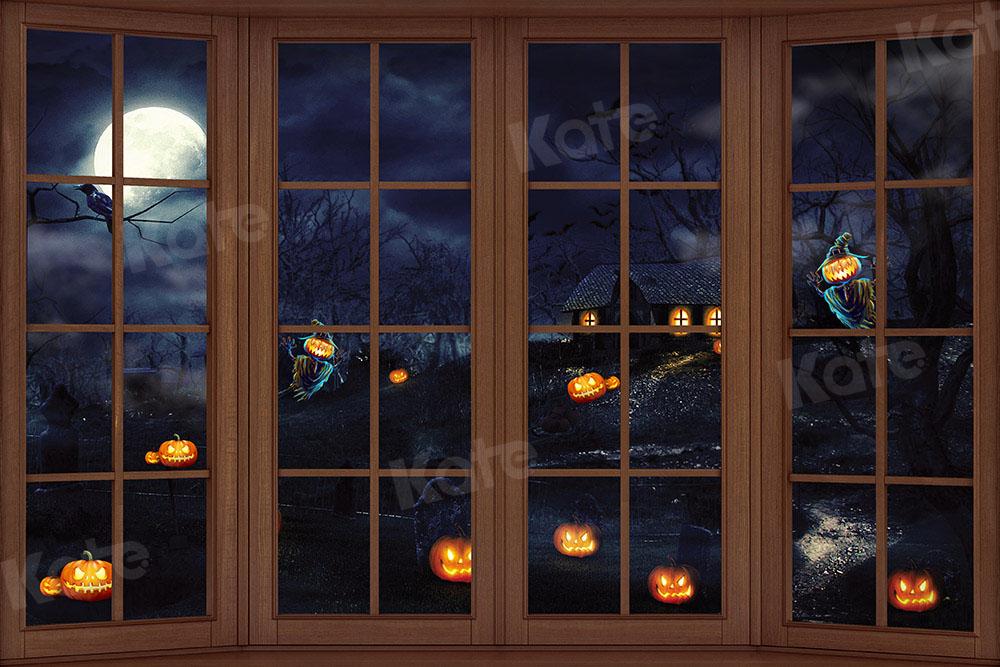 Kate Holz Fenster Halloween Hintergrund  von Chain Photography - Kate Backdrop.de