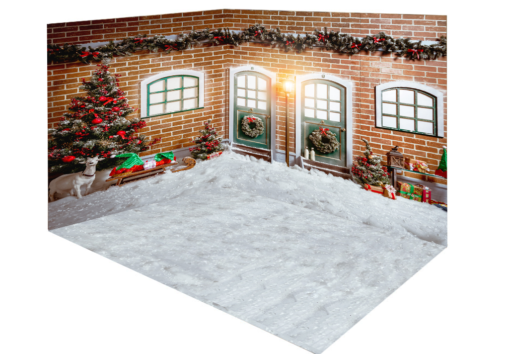 Katebackdrop：Kate Christmas snow outside room set