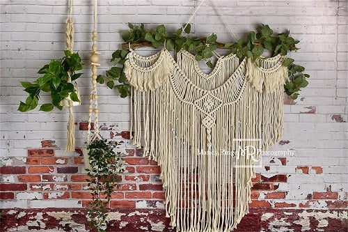 Kate Boho Makramee Wand mit Pflanzen Hintergrund entworfen von Mandy Photography - Kate Backdrop.de