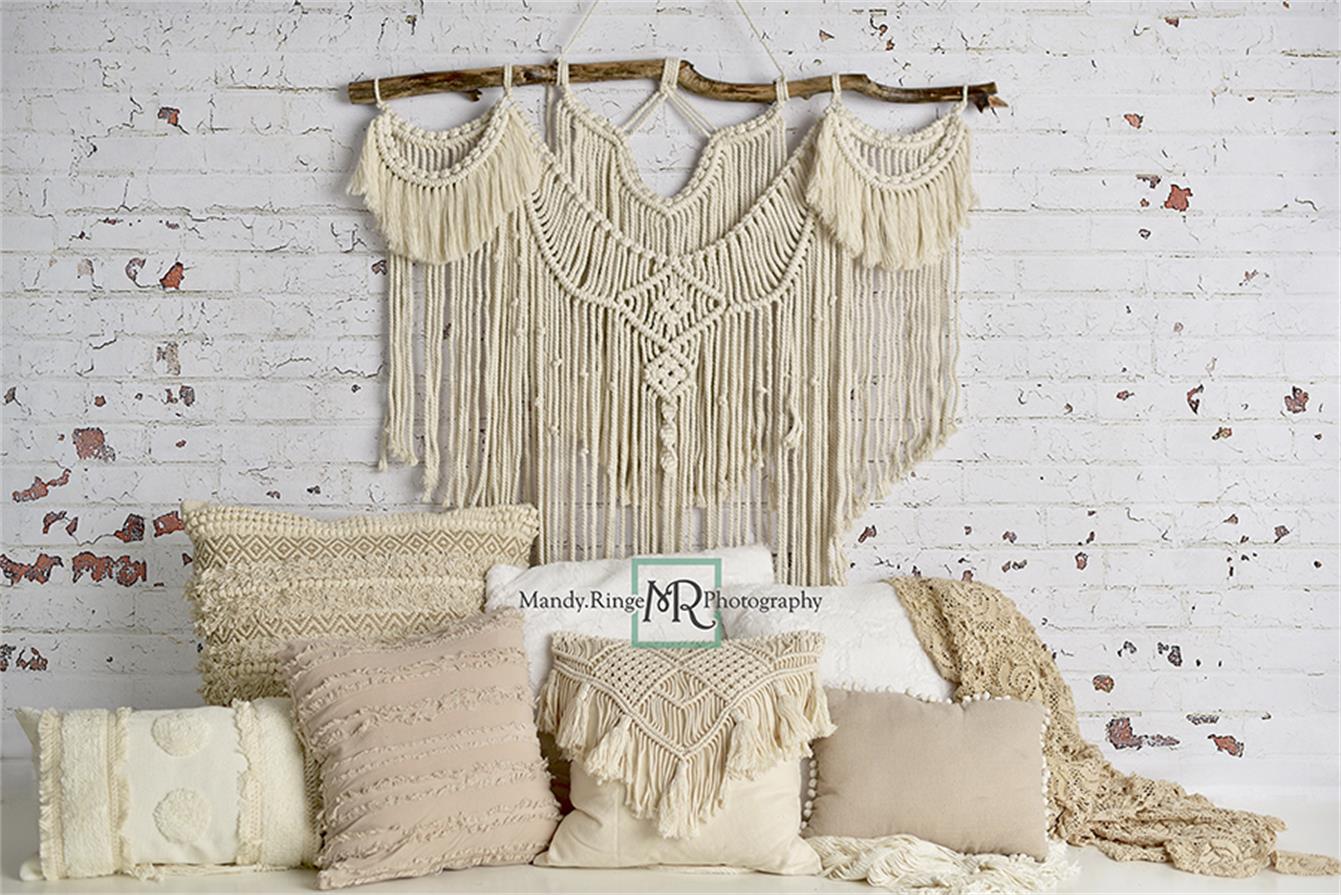 Kate Boho Macrame Bodenkissen Hintergrund Entworfen von Mandy Ringe Photography