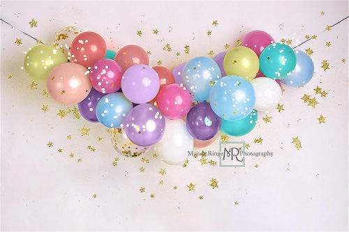Kate Kinder Pastell Luftballons und Sterne Hintergrund Entworfen von Mandy Ringe Photography - Kate Backdrop.de
