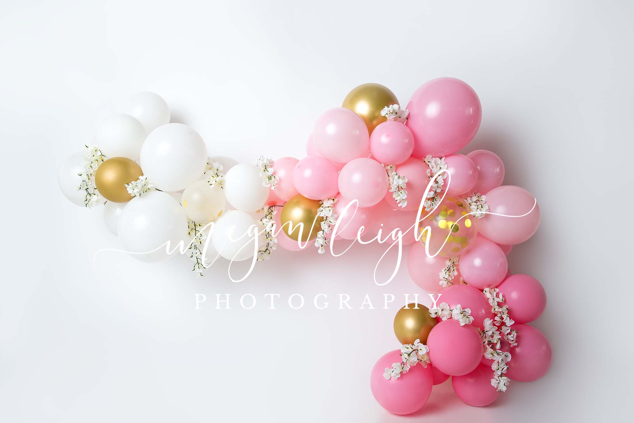 Kate  rosa Girlande Kinder Geburtstag  Luftballons Hintergrund Entworfen von Megan Leigh Photography - Kate Backdrop.de