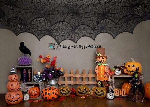 Kate Halloween Kürbisse Hintergrund für Fotografie Halloween Entworfen von Melissa King