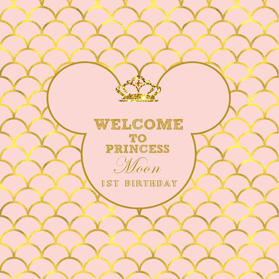 Katebackdrop：Kate Mickey Mouse Royal Pink and Gold Photography Backdrops Custom Baby Shower
