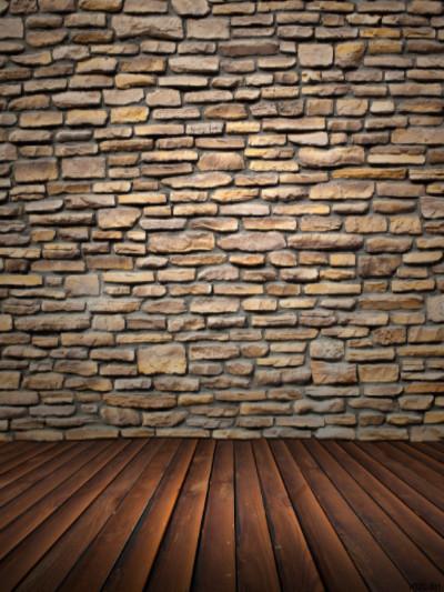 Katebackdrop：Kate Retro Style Brown Brick Wall Wooden Floor Backdrop