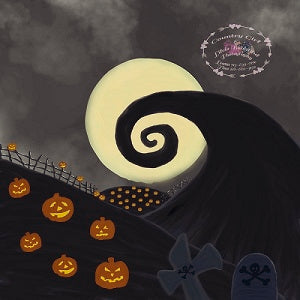 Kate Kinder Halloween Kürbis Garten Alptraum Hintergrund von Leann West entworfen - Kate Backdrop.de