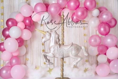 Katebackdrop£ºKate Unicorn in Pink Balloons Backdrop for Children Designed By Rose Abbas