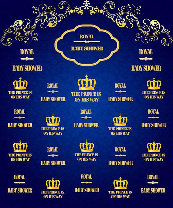 Katebackdrop：Kate Royal Blue and Gold Prince Photography Backdrops Baby Shower Custom