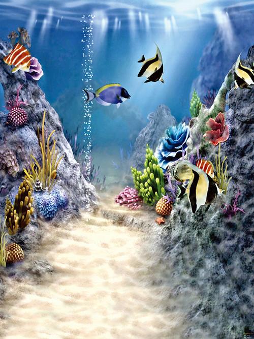 Katebackdrop：Kate Blue Seabed Fish Real Fantasy Children Photo Backdrop