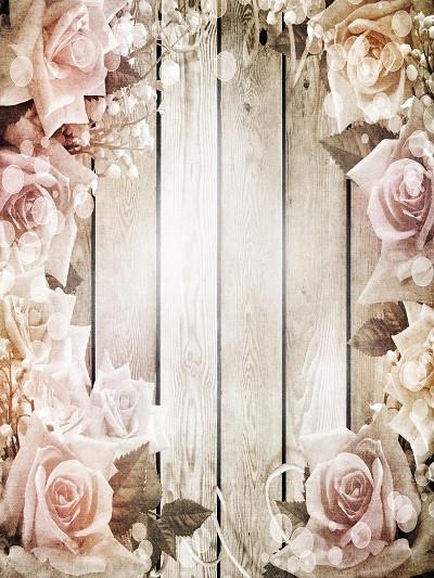 Katebackdrop：Kate Wooden Wall With Flowers Photography Backdrop