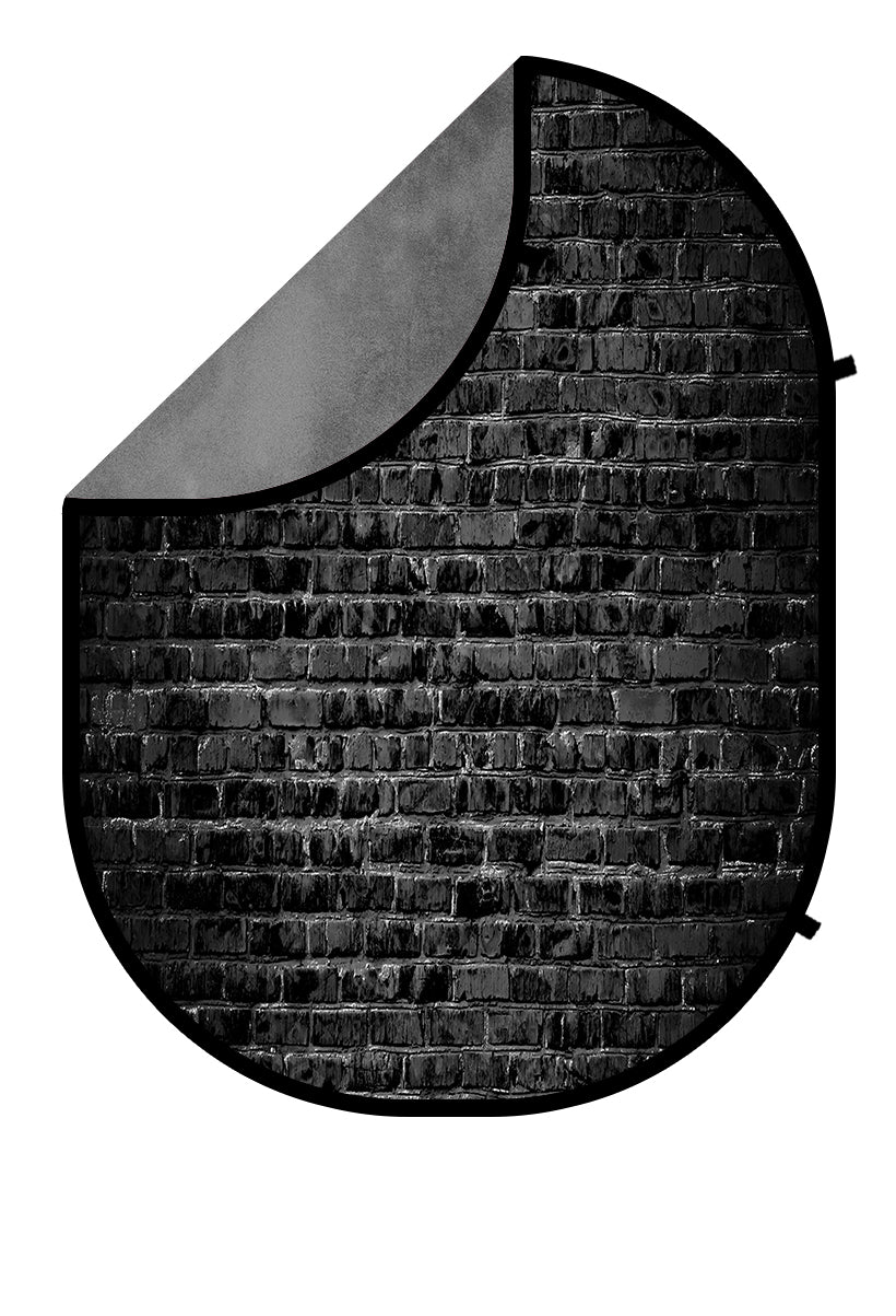 Kate Schwarze Backsteinmauer/Cool Gray Zusammenklappbarer Hintergrund Fotografie 5X6.5ft(1.5x2m)