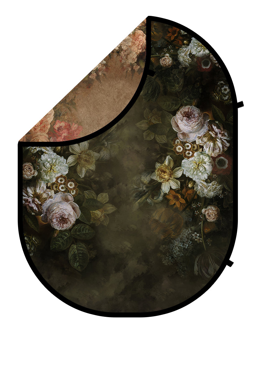 Kate Fine Art Dark/Brown Floral Zusammenklappbarer Hintergrund Fotografie 5X6.5ft(1.5x2m)