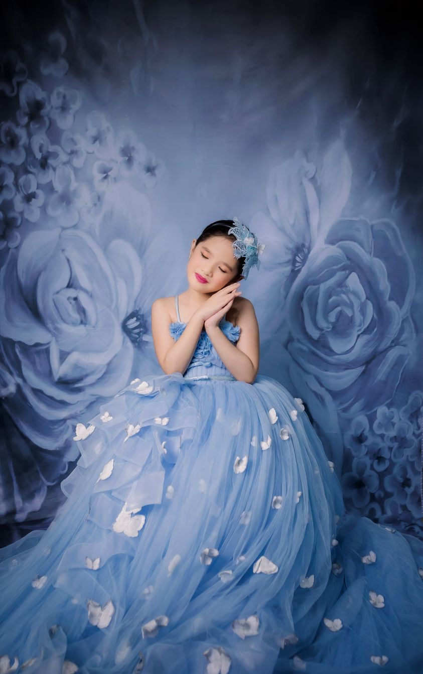 Kate fine art Blumen Blauer Hintergrund Porträtfotografie - Kate Backdrop.de
