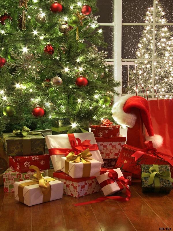 Katebackdrop：Kate Christmas Tree with Decoration and Gifts backdrop for Christmas Eve Photography