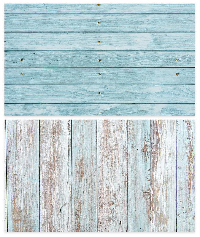 Kate 57x87cm Wasserdichter doppelseitiger Papierhintergrund Blaues Holz für die Fotografie