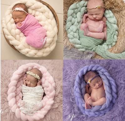 Katebackdrop：Newborn Photography Basket Braid Wool Wrap Baby Photo Props