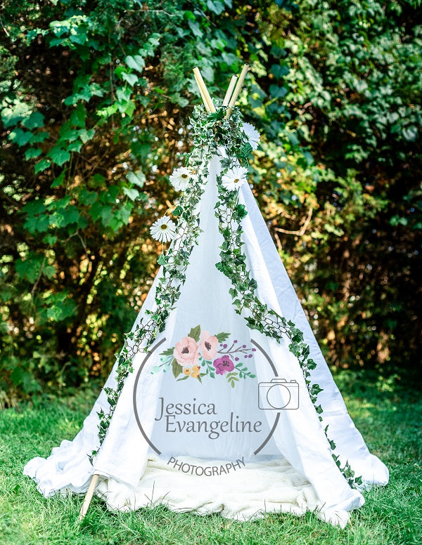 Kate White Tent Hochzeitshintergrund Entworfen von Jessica Evangeline Photography - Kate Backdrop.de