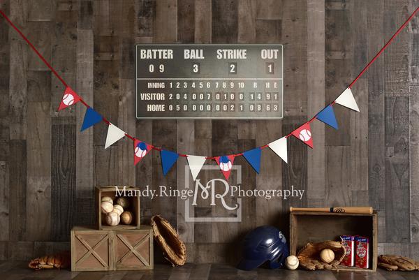 Kate Vintager Baseball mit Anzeigetafel-Sport-Hintergrund für die Fotografie entworfen von Mandy Ringe Photography
