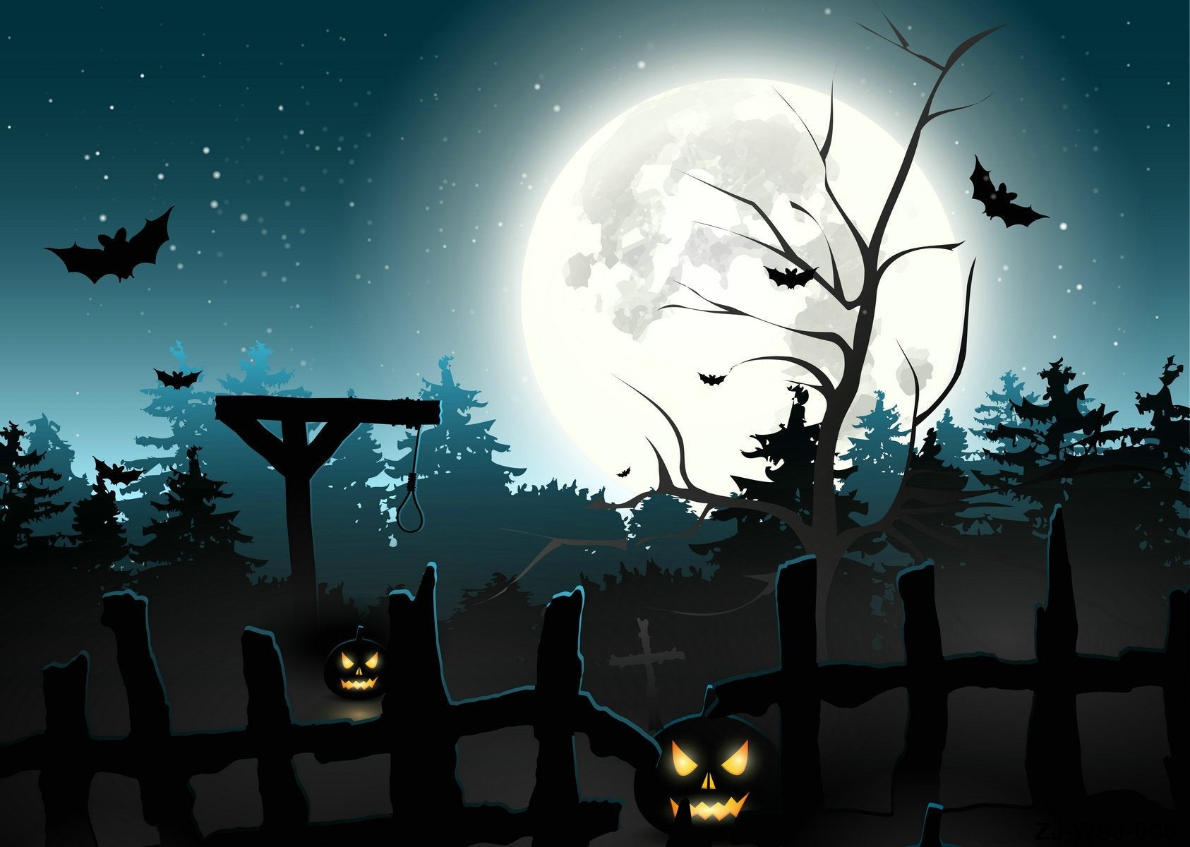 Katebackdrop：Kate Halloween photo backdrop moon horrible night