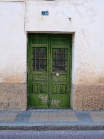 Katebackdrop：Kate Retro Style Green Door White Concrete Wall Backdrops