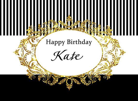 Katebackdrop：Kate White and Black Stripe Gold Photography Backdrops for Birthday Party