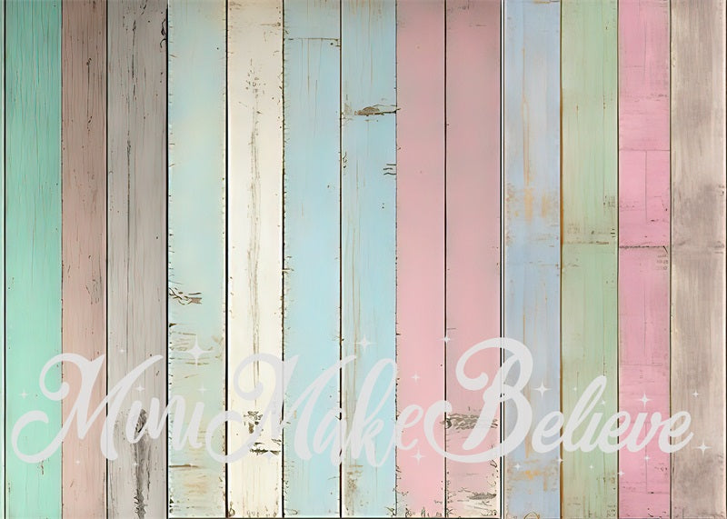 Kate Pastellfarben bemaltes Holz Parkettbodenmatte für Fotografie von Mini MakeBelieve - Kate Backdrop.de