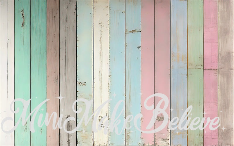 Kate Pastellfarben bemaltes Holz Parkettbodenmatte für Fotografie von Mini MakeBelieve - Kate Backdrop.de