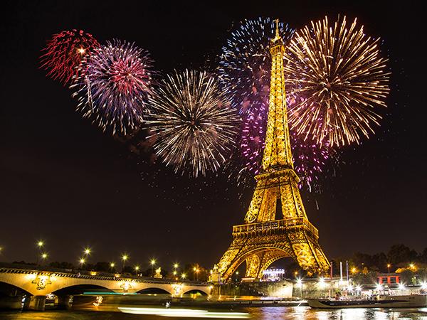 Katebackdrop：Kate Night Eiffel Tower Backdrop Fireworks for Photography