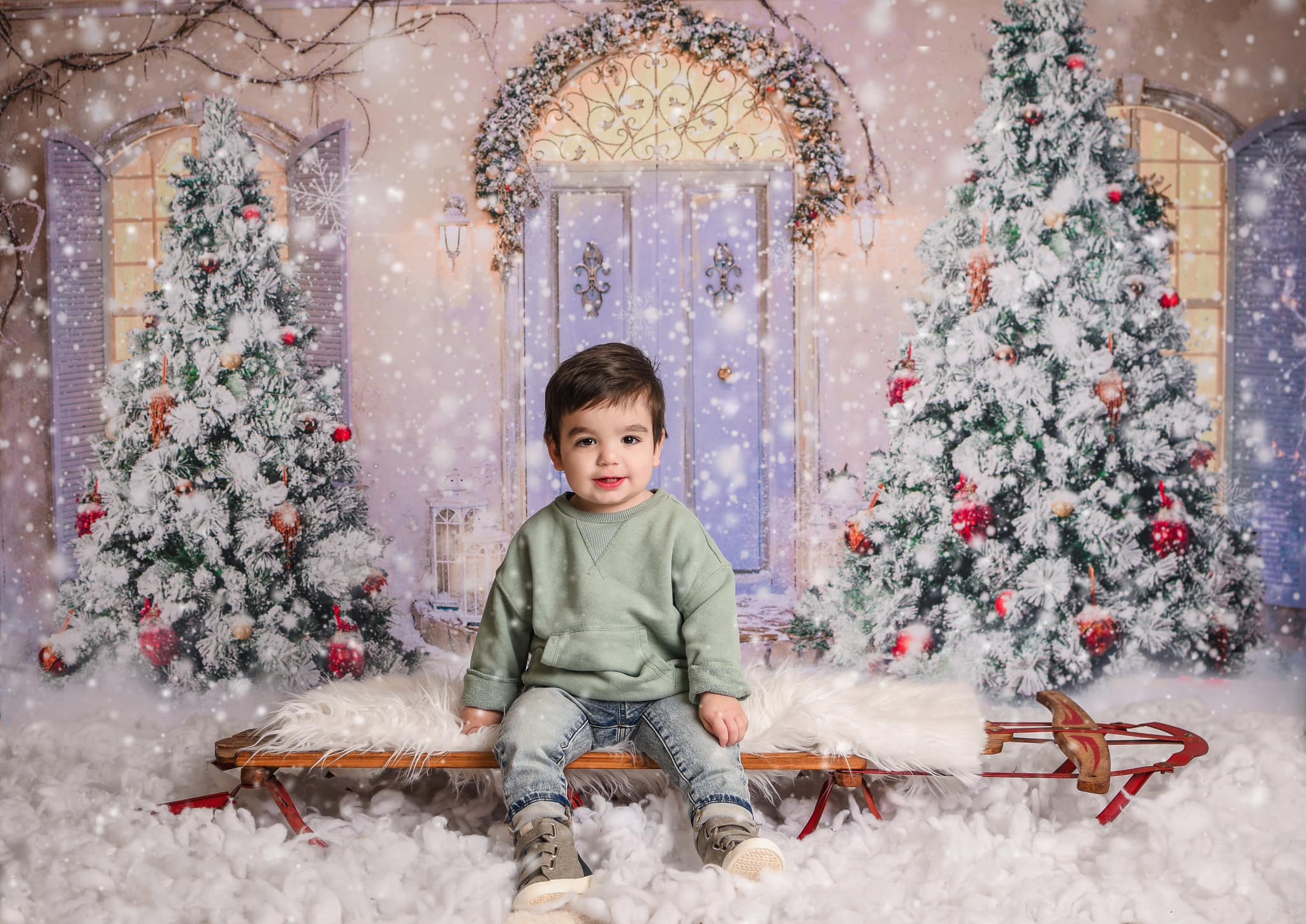 Kate Schneehintergrund der Weihnachtstürfront  Weihnachten für Fotografie - Kate Backdrop.de